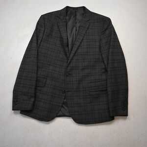 J Ferrar 46R Gray Plaid Ultimate Comfort Slim Mens Blazer Suit Jacket Sport Coat